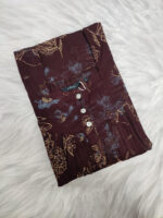 Front Open Cotton Nighty With Buttons, 55 Inches Length - Grape Wine - Image 3