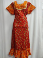 Short And Trendy Cotton Nighty - Yellow + Red - Image 4