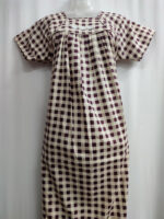 Traditional Cotton Nighty, 55 Inches Length - Cream + Maroon - Image 4