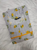 Short And Trendy Cotton Nighty - White + Yellow - Image 3