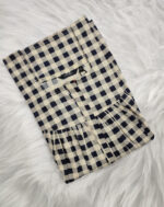 Front Open Cotton Nighty With Zip, 55 Inches - Cream + Black - Image 3