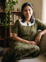 Churidar Model Cotton Nighty With Buttons, 55 Inches Length- Olive Green