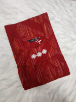 Traditional Cotton Nighty, 55 Inches Length - Red - Image 3