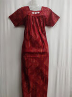 Traditional Cotton Nighty, 55 Inches Length - Red - Image 4