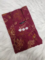 Traditional Cotton Nighty, 55 Inches Length - Yellow + Green - Image 3