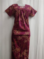 Traditional Cotton Nighty, 55 Inches Length - Yellow + Green - Image 4