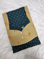 Front Open Cotton Nighty With Buttons, 57 Inches Length - Green + Chikku - Image 3