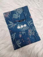 Traditional Cotton Nighty, 55 Inches Length - Blue - Image 3