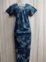 Traditional Cotton Nighty, 55 Inches Length - Blue - Image 4