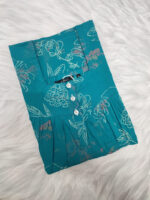 Front Open Cotton Nighty With Buttons, 55 Inches Length - Safair Green - Image 3