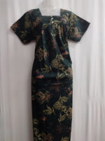 Front Open Cotton Nighty With Buttons, 55 Inches Length - Dark Green - Image 4