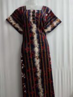 Churidar Model Cotton Nighty With Buttons, 57 Inches Length-Dark Blue & Red - Image 4