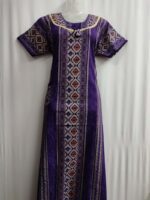 Churidar Model Cotton Nighty With Buttons, 55 Inches Length- Violet - Image 4