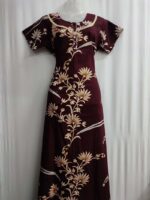 Churidar Model Cotton Nighty With Buttons, 55 Inches Length- Maroon - Image 4