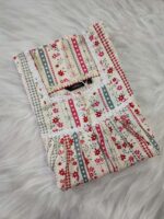 Front Open Cotton Nighty With Buttons, 55 Inches Length, Sleeveless - Cream & Rose - Image 3